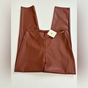 Fabletics Vegan Leather Leggings Brown Size Large New with Tags